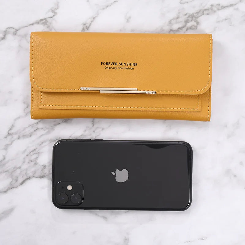Women Long Wallet Pu Leather Card Holder Large Capacity Female Multi-function Coin Purse Clutch Money Bag Phone Wristlet Handbag