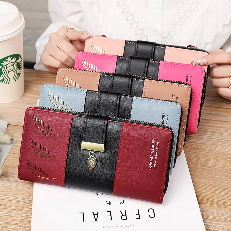 Women Long Wallet Pu Leather Card Holder Large Capacity Female Multi-function Coin Purse Clutch Money Bag Phone Wristlet Handbag