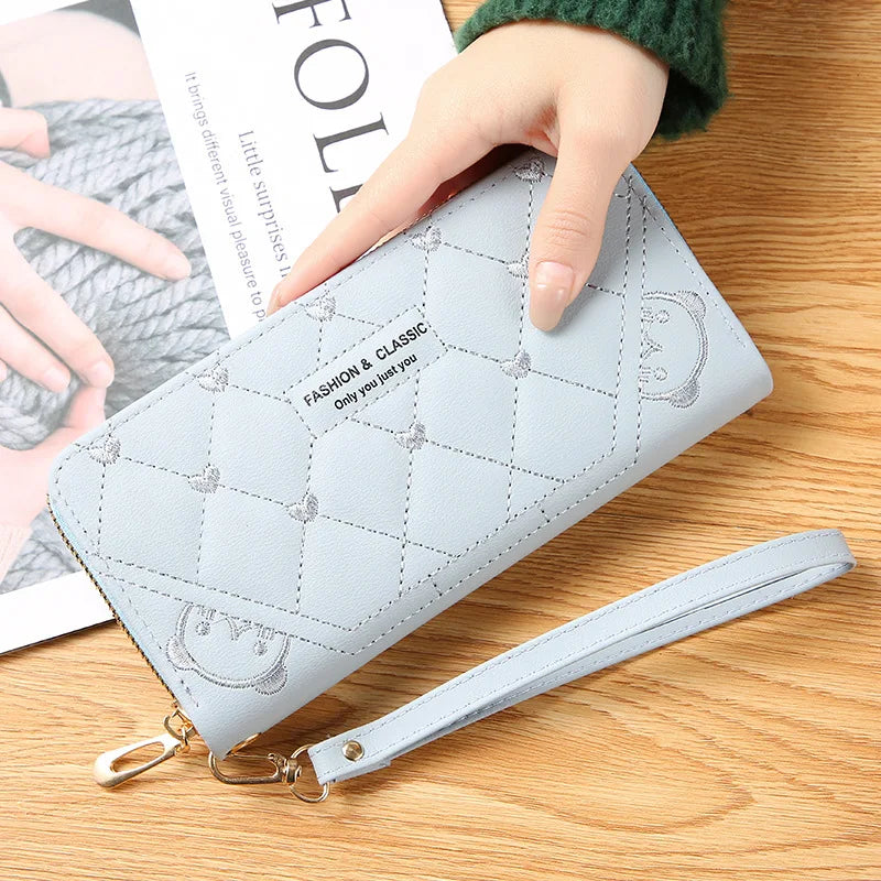 Women Long Wallet Pu Leather Card Holder Large Capacity Female Multi-function Coin Purse Clutch Money Bag Phone Wristlet Handbag