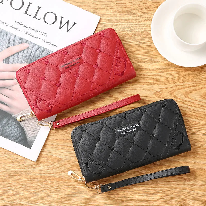 Women Long Wallet Pu Leather Card Holder Large Capacity Female Multi-function Coin Purse Clutch Money Bag Phone Wristlet Handbag