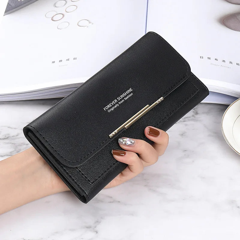 Women Long Wallet Pu Leather Card Holder Large Capacity Female Multi-function Coin Purse Clutch Money Bag Phone Wristlet Handbag