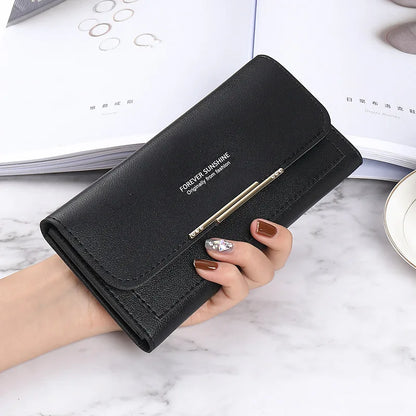 Women Long Wallet Pu Leather Card Holder Large Capacity Female Multi-function Coin Purse Clutch Money Bag Phone Wristlet Handbag