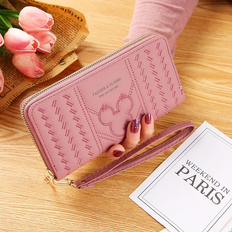 Women Long Wallet Pu Leather Card Holder Large Capacity Female Multi-function Coin Purse Clutch Money Bag Phone Wristlet Handbag