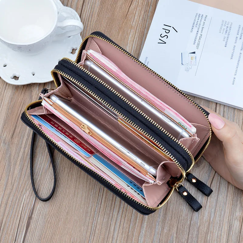 Women Long Wallet Pu Leather Card Holder Large Capacity Female Multi-function Coin Purse Clutch Money Bag Phone Wristlet Handbag