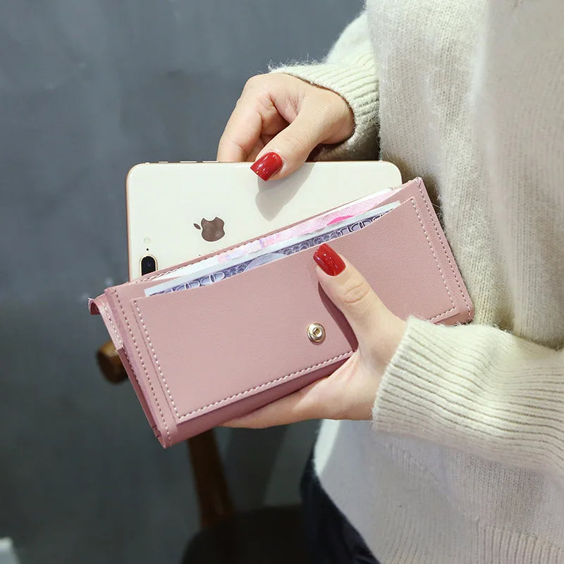 Women Long Wallet Pu Leather Card Holder Large Capacity Female Multi-function Coin Purse Clutch Money Bag Phone Wristlet Handbag