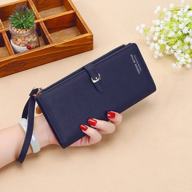 Women Long Wallet Pu Leather Card Holder Large Capacity Female Multi-function Coin Purse Clutch Money Bag Phone Wristlet Handbag