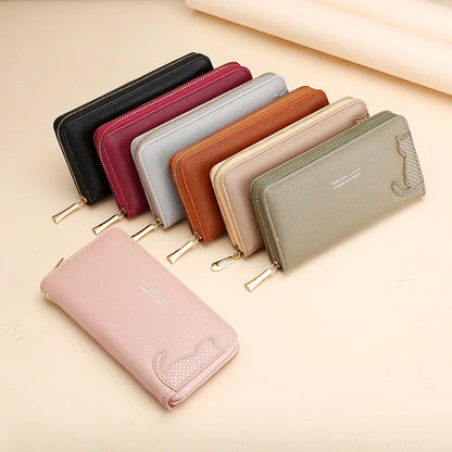Women Long Wallet Pu Leather Card Holder Large Capacity Female Multi-function Coin Purse Clutch Money Bag Phone Wristlet Handbag