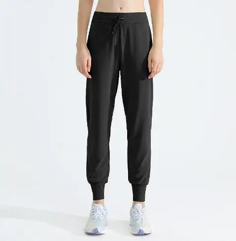 Women Loose Drawstring Trousers Casual Joggers Wide Leg Sweatpants High Waist Sporty Female Clothes