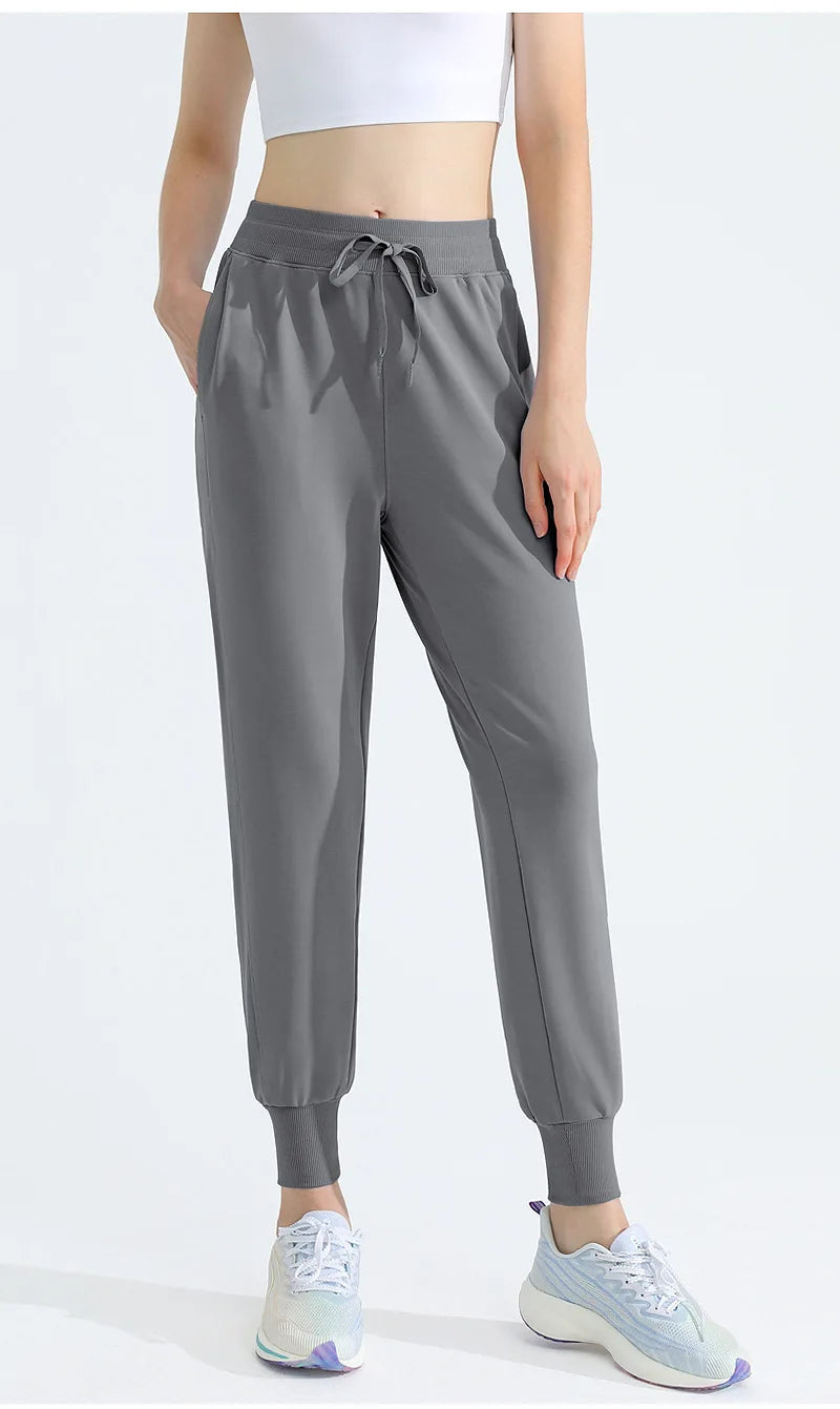 Women Loose Drawstring Trousers Casual Joggers Wide Leg Sweatpants High Waist Sporty Female Clothes