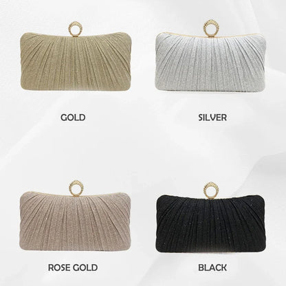 Women Luxury Clutch Shoulder Bag Purse for Party Wedding Prom Birthday Long Square Gold Evening Bags Pleated Elegant Handbag New