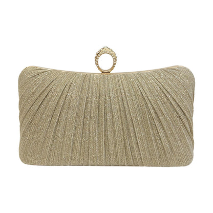 Women Luxury Clutch Shoulder Bag Purse for Party Wedding Prom Birthday Long Square Gold Evening Bags Pleated Elegant Handbag New