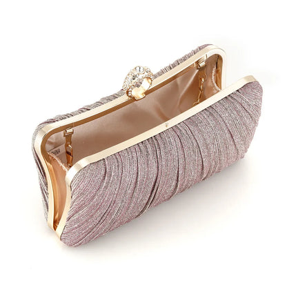 Women Luxury Clutch Shoulder Bag Purse for Party Wedding Prom Birthday Long Square Gold Evening Bags Pleated Elegant Handbag New