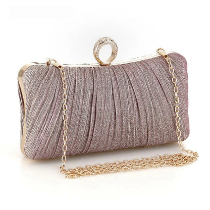Women Luxury Clutch Shoulder Bag Purse for Party Wedding Prom Birthday Long Square Gold Evening Bags Pleated Elegant Handbag New