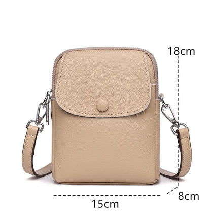 Women Luxury Solid Genuine Leather Shoulder Messenger Bags Cow Leather Small Phone Bag Wallets Fashion Female Messenger Tote Sac