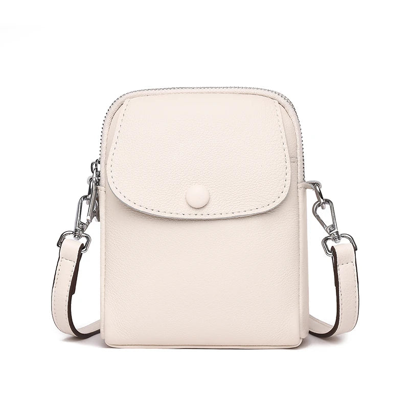 Women Luxury Solid Genuine Leather Shoulder Messenger Bags Cow Leather Small Phone Bag Wallets Fashion Female Messenger Tote Sac
