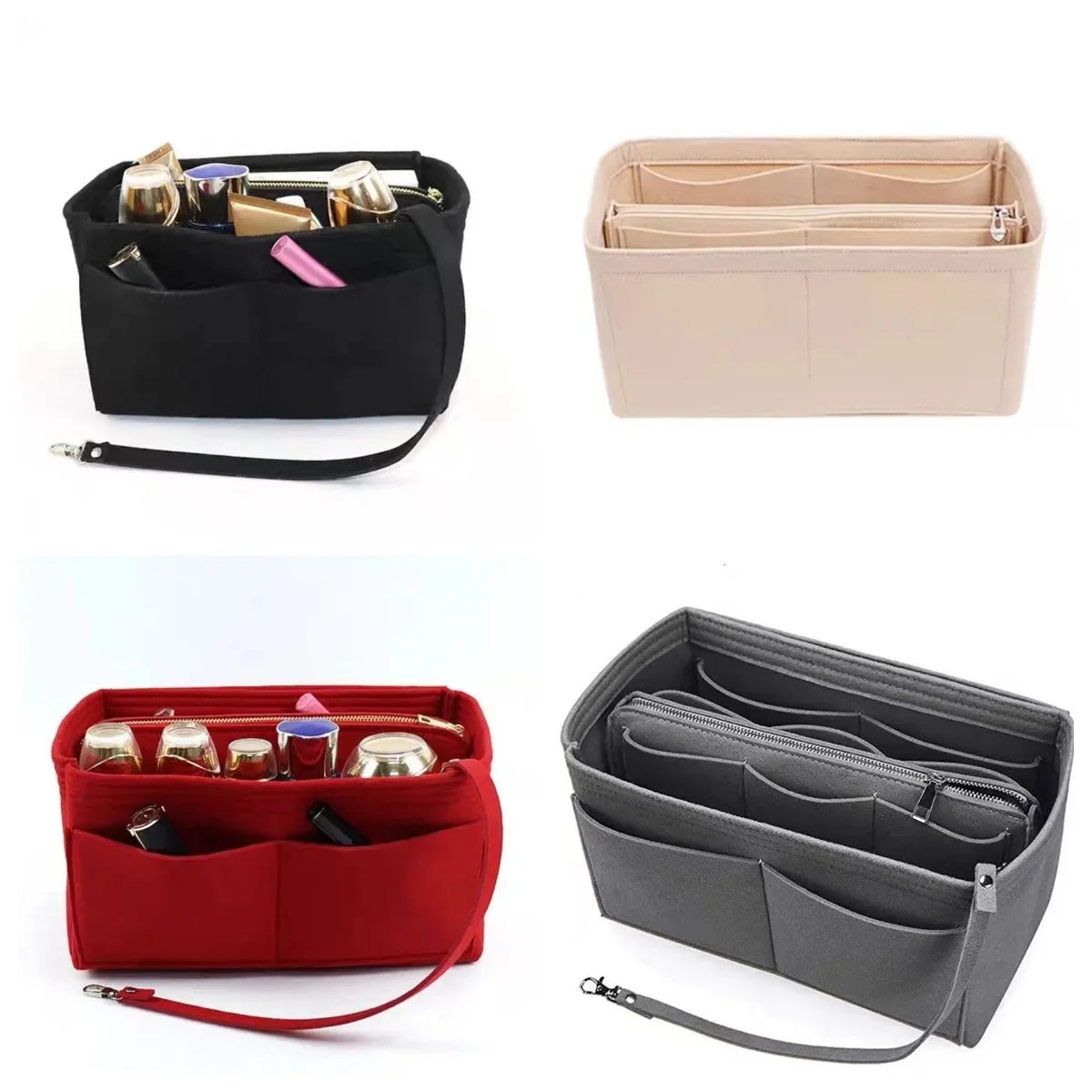 Women Make Up Organizer Felt Insert Bag Handbag Travel Inner Purse Portable Cosmetic Fit Various Brand Bags for Female