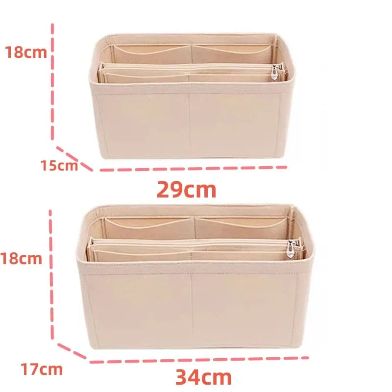 Women Make Up Organizer Felt Insert Bag Handbag Travel Inner Purse Portable Cosmetic Fit Various Brand Bags for Female