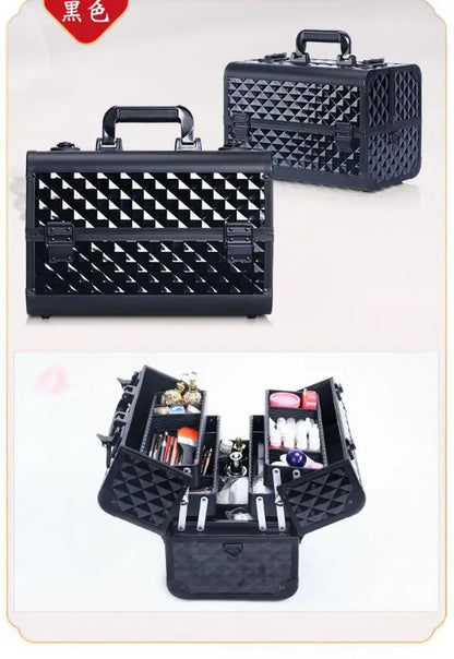 Women Makeup Case with Plastic Adjustable Divider Travel Makeup Suitcase Women Cosmetic Train Case Cosmetic Bag Women Makeup Bag