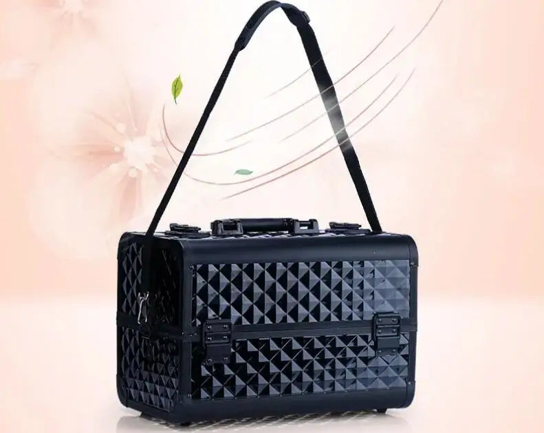 Women Makeup Case with Plastic Adjustable Divider Travel Makeup Suitcase Women Cosmetic Train Case Cosmetic Bag Women Makeup Bag