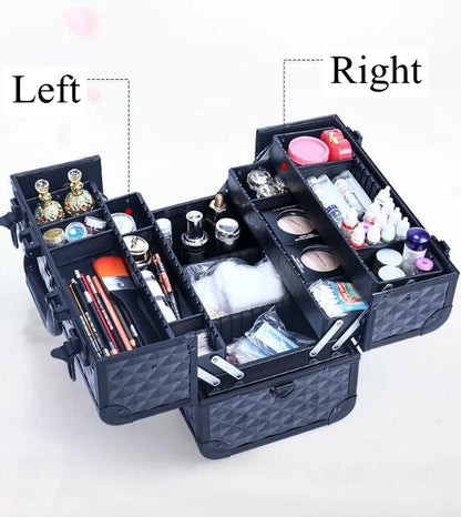 Women Makeup Case with Plastic Adjustable Divider Travel Makeup Suitcase Women Cosmetic Train Case Cosmetic Bag Women Makeup Bag