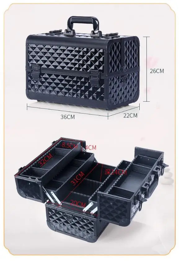 Women Makeup Case with Plastic Adjustable Divider Travel Makeup Suitcase Women Cosmetic Train Case Cosmetic Bag Women Makeup Bag