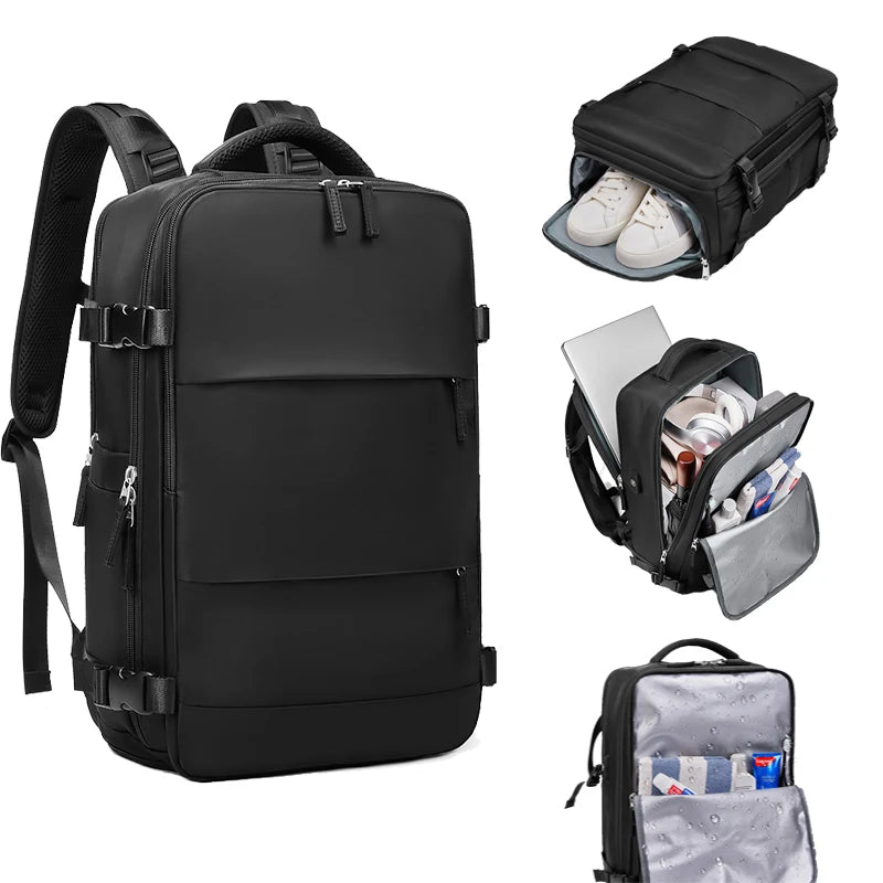 Women Man Laptop Backpack 15.6inch Teenage Girl USB Charging School Book Independent Shoe Bag Travel Backpacks Outdoor Luggage