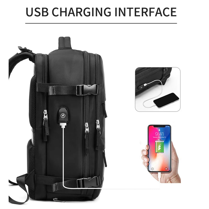Women Man Laptop Backpack 15.6inch Teenage Girl USB Charging School Book Independent Shoe Bag Travel Backpacks Outdoor Luggage