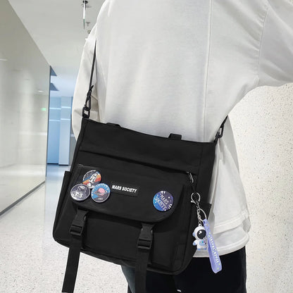 Women Men Cool Handbag Trendy Female High Capacity Crossbody Bags Teen Lady Badge Shoulder Bag Fashion Girl Boy Travel Messenger