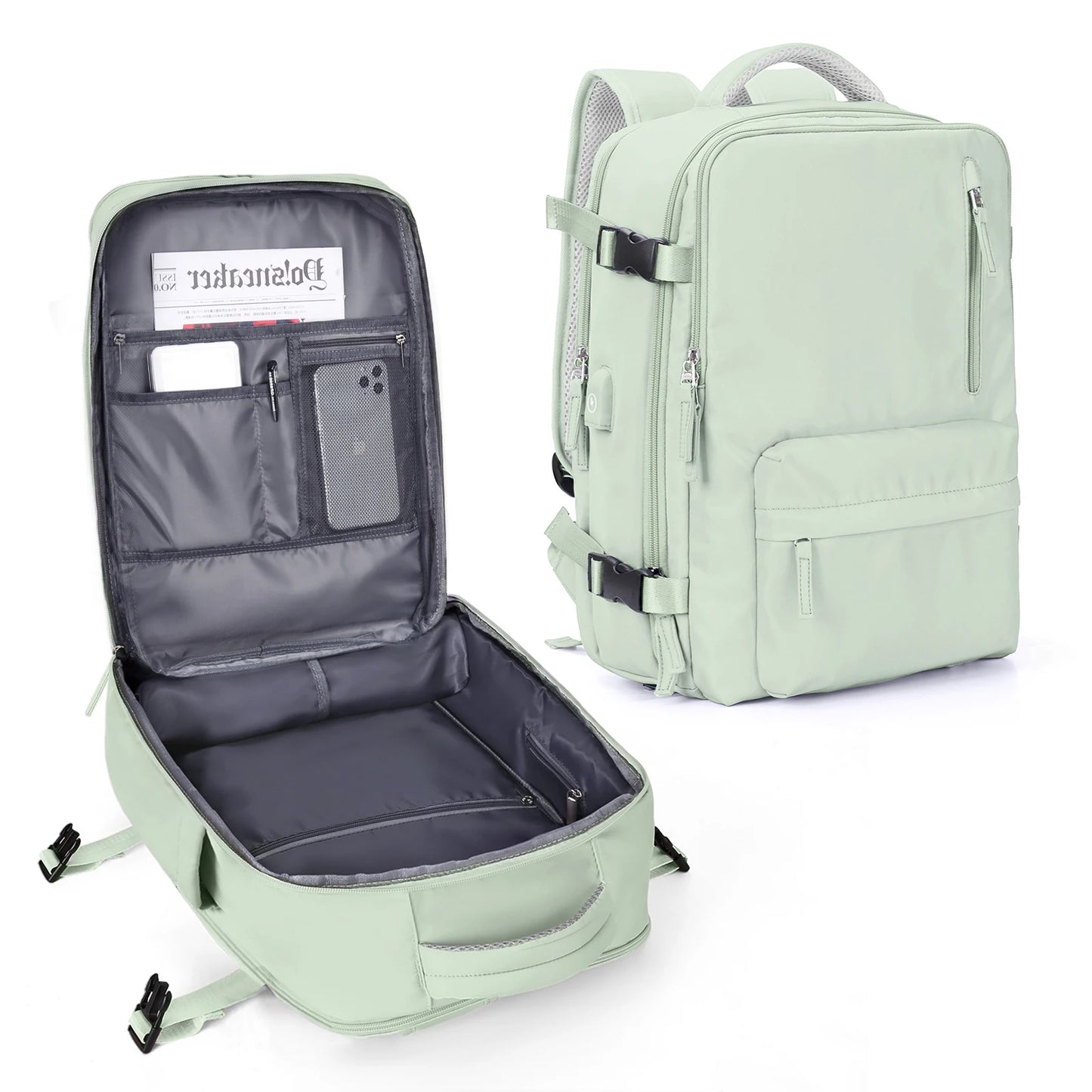 Women Men Large Capacity 15.6 16 Inch Laptop Backpack USB Charging Waterproof School Backpack Independent Shoe Bag