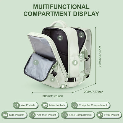 Women Men Large Capacity 15.6 16 Inch Laptop Backpack USB Charging Waterproof School Backpack Independent Shoe Bag