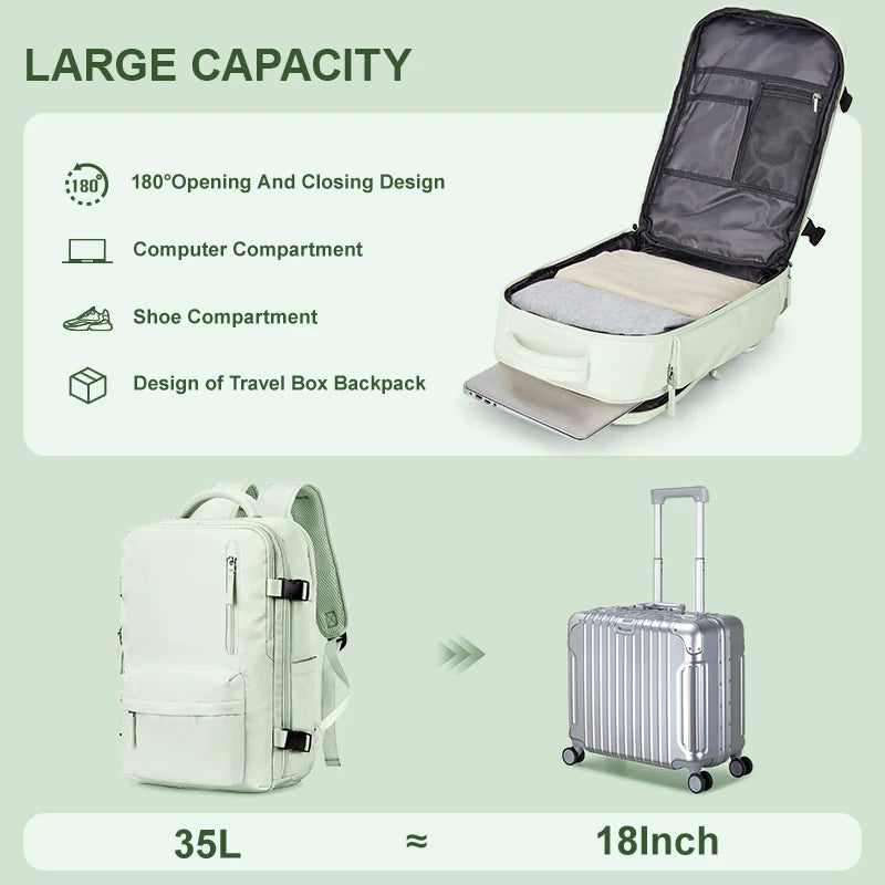 Women Men Large Capacity 15.6 16 Inch Laptop Backpack USB Charging Waterproof School Backpack Independent Shoe Bag