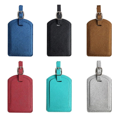 Women Men PU Leather Luggage Tag Suitcase Identifier Label Boarding Bag Tag Name Address Holder Travel Accessories