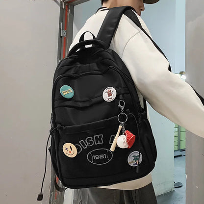 Women Men Waterproof Leisure Mesh Book Bag School Girl Boy Travel Fashion Lady Male Badge College Backpack Female Net Laptop Bag