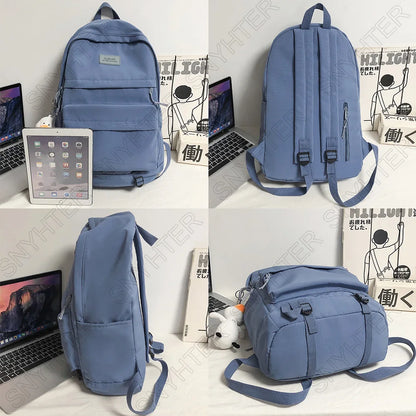 Women Men Waterproof Nylon School Backpack Lady Laptop Cute Student Bag Fashion Cool Boy Girl Backpack Travel Female College Bag