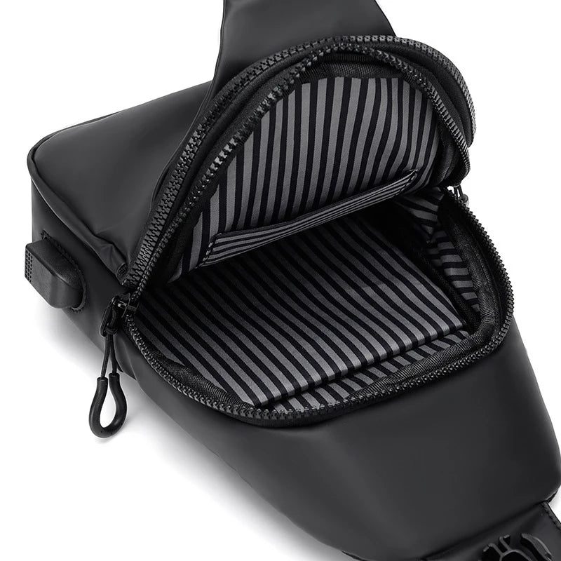 Women & Men's Sling Bag Shoulder Crossbody Backpack Waterproof Chest Bag with USB Charging Port Lightweight Casual Daypack