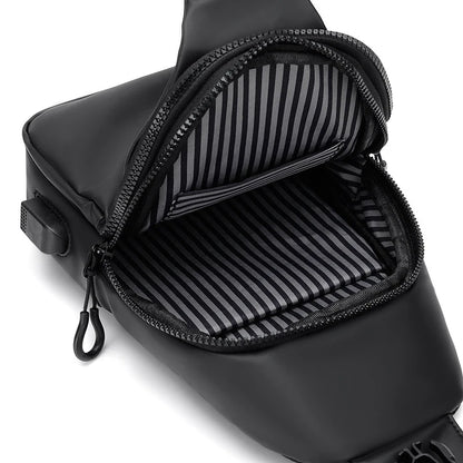 Women & Men's Sling Bag Shoulder Crossbody Backpack Waterproof Chest Bag with USB Charging Port Lightweight Casual Daypack