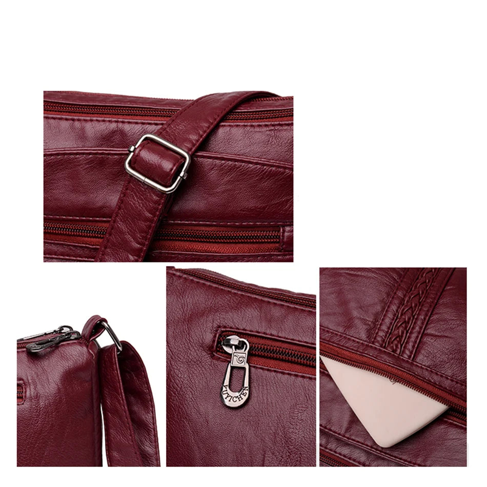 Women Messenger Bag Summer Style Fashion Shoulder Bag 2021 Super Soft Leather Crossbody Bags for Women 4 Pockets Sac A Main New
