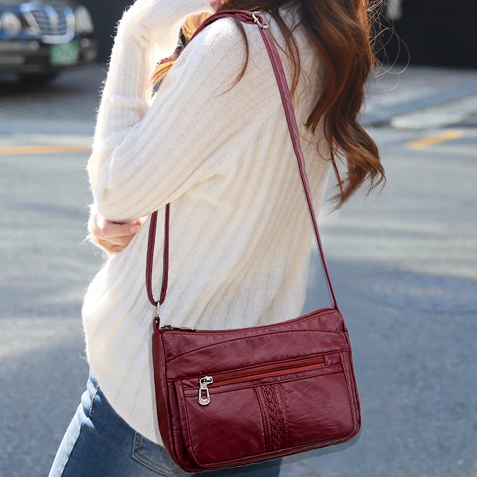 Women Messenger Bag Summer Style Fashion Shoulder Bag 2021 Super Soft Leather Crossbody Bags for Women 4 Pockets Sac A Main New