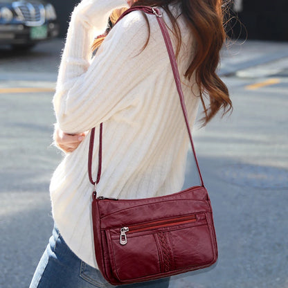Women Messenger Bag Summer Style Fashion Shoulder Bag 2021 Super Soft Leather Crossbody Bags for Women 4 Pockets Sac A Main New
