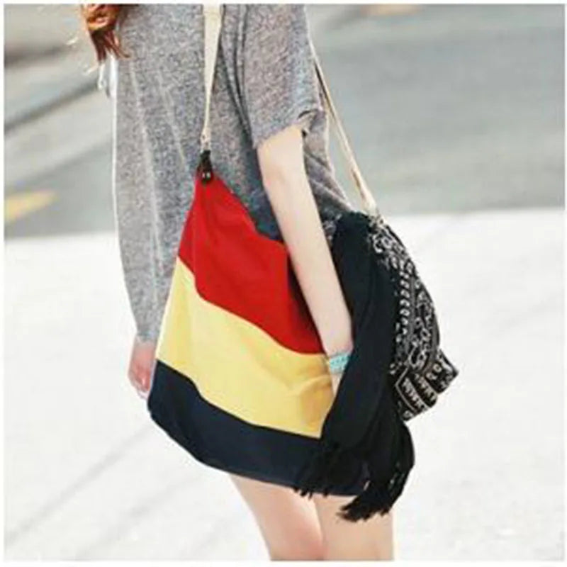 Women Messenger Bags Beach Canvas Fashion Stripes Handbags Ladies Shoulder Bag Female Totes Casual Bolsa Shopping Crossbody Bags
