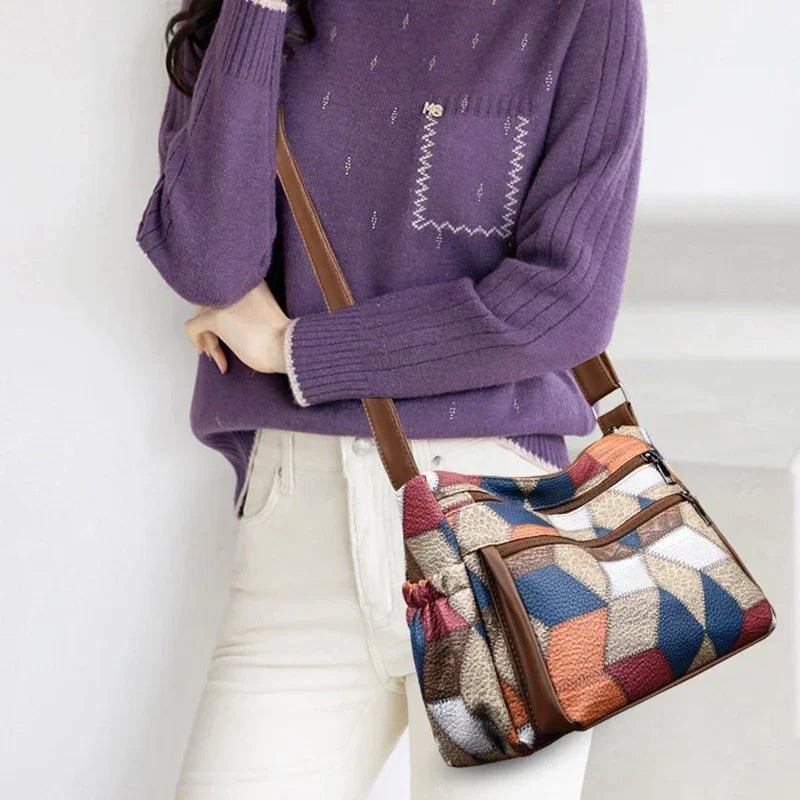 Women Messenger Bags Inclined Shoulder Bag New PU Leather Handbag Female Crossbody Bag Vintage Plaid Pattern Bag