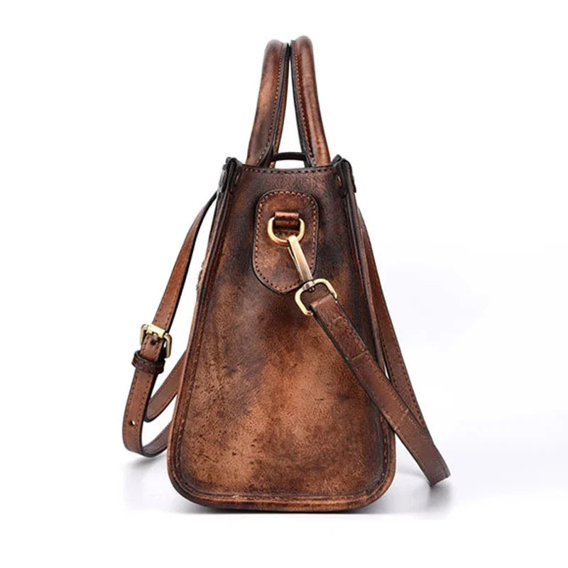 Women Messenger Shoulder Cross Body Bags Retro Real Cowhide Tote Hobos Handbag High Quality Genuine Leather Top Handle Bag