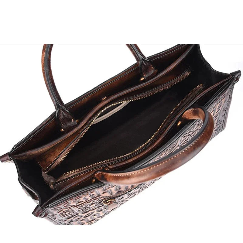 Women Messenger Shoulder Cross Body Bags Retro Real Cowhide Tote Hobos Handbag High Quality Genuine Leather Top Handle Bag