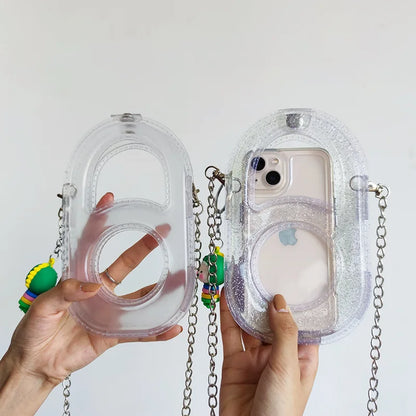 Women Mini Chain Mobile Phone Bags Fashion Transparent PVC Lady Messenger Crossbody Bags Girls Small Handbag and Purse Bolsos