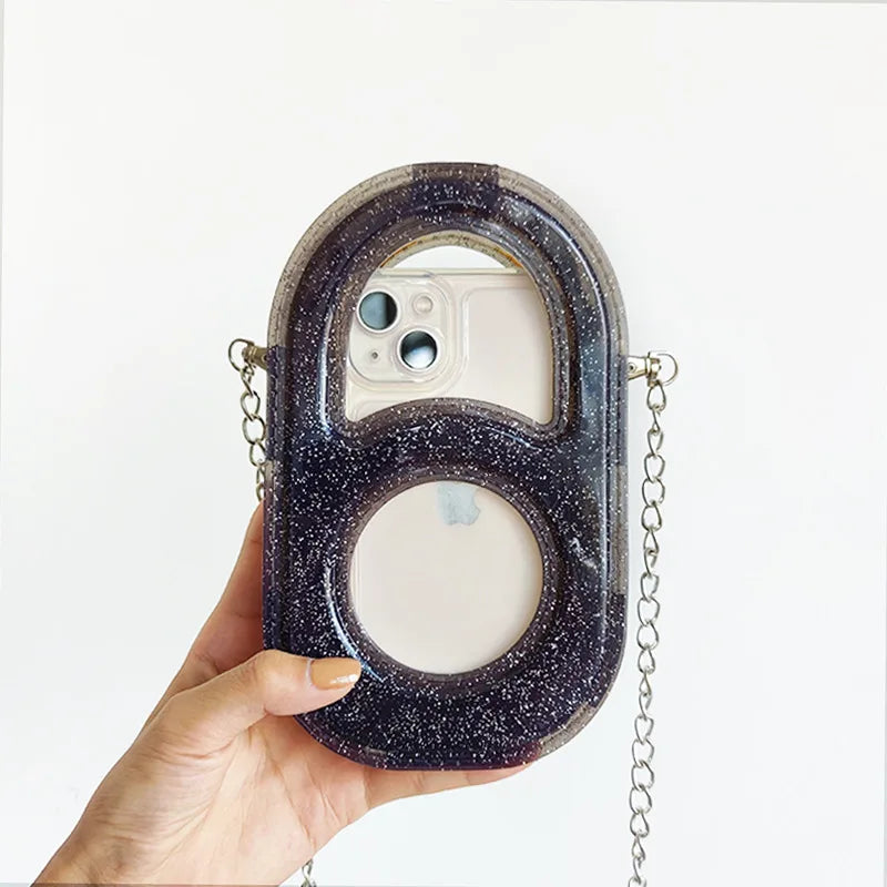 Women Mini Chain Mobile Phone Bags Fashion Transparent PVC Lady Messenger Crossbody Bags Girls Small Handbag and Purse Bolsos