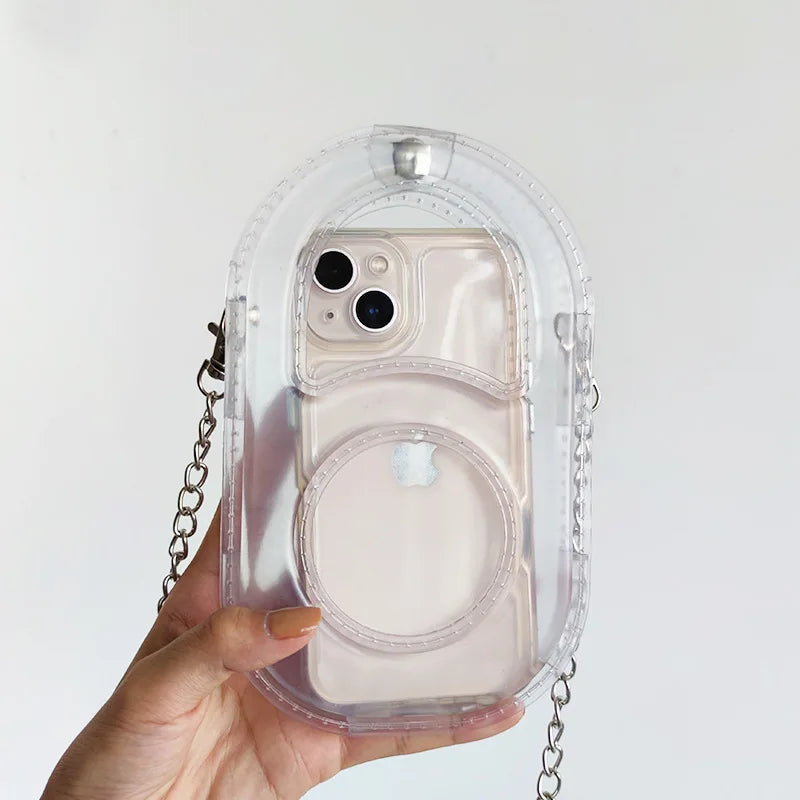 Women Mini Chain Mobile Phone Bags Fashion Transparent PVC Lady Messenger Crossbody Bags Girls Small Handbag and Purse Bolsos