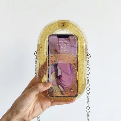 Women Mini Chain Mobile Phone Bags Fashion Transparent PVC Lady Messenger Crossbody Bags Girls Small Handbag and Purse Bolsos