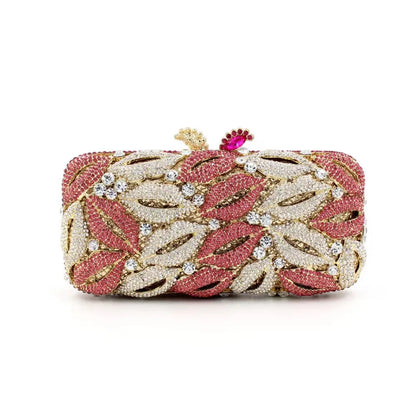 Women Multi Pink Lips Crystal Cocktail Clutch Purse Wedding Bridal Banquet Dinner Evening Bag Diamond Birthday Party Handbag