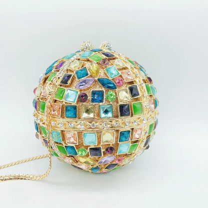 Women Multi Stones Clutch Purse Crystal Evening Bags Hard Case Metal Minaudiere Rhinestone Clutches Handbag Wedding Party Bags