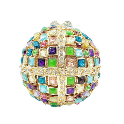 Women Multi Stones Clutch Purse Crystal Evening Bags Hard Case Metal Minaudiere Rhinestone Clutches Handbag Wedding Party Bags